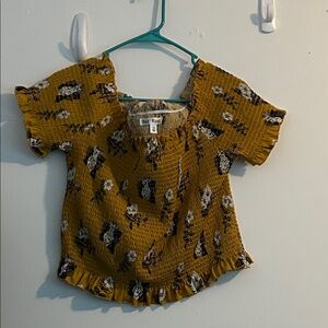 Say What? Mustard Patterned Crop Top